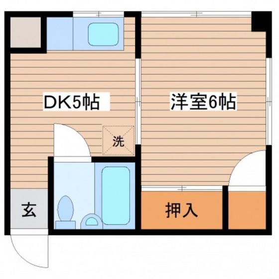杉本ビル(1DK/2階)の間取り写真