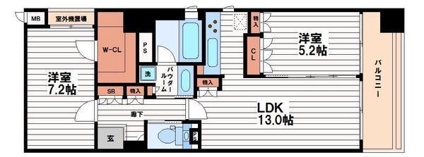 リーガル南船場II(2LDK/3階)の間取り写真