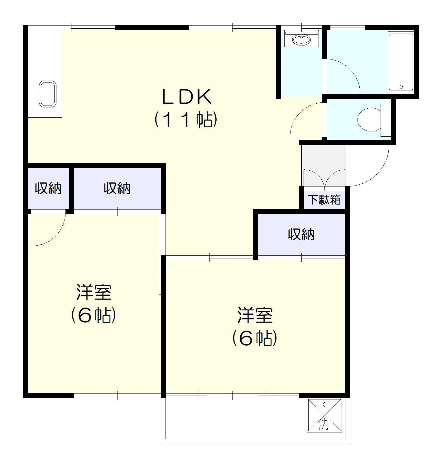 北総マンション(2LDK/2階)の間取り写真