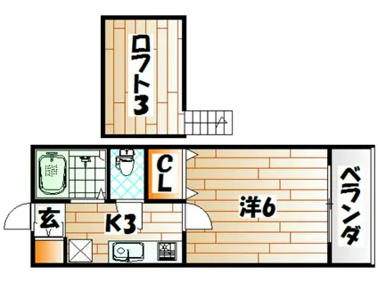 エクシヴ大里I(1K/2階)の間取り写真