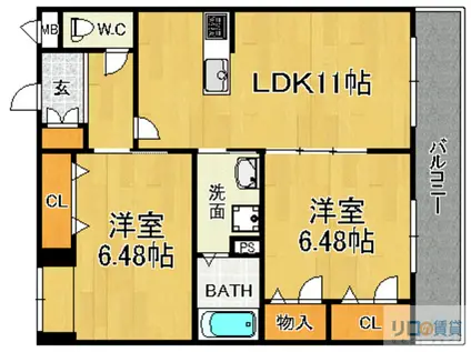 べレオ宝塚(2LDK/2階)の間取り写真