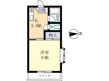 クライミングローズ(1K/2階)の間取り写真