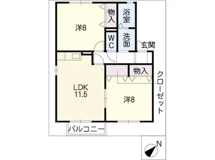 フローラル高根 I(2LDK/2階)の間取り写真