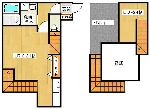 MAISONETIC東雲(ワンルーム/2階)の間取り写真