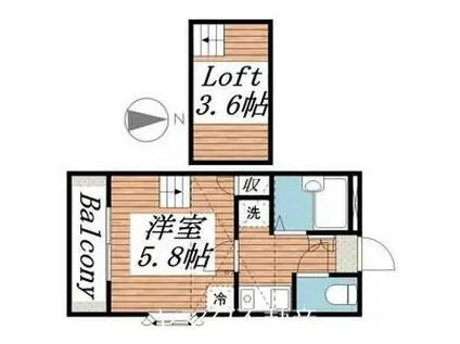 前橋第10レジデンス(1K/1階)の間取り写真