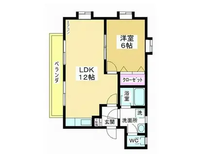 カネカ坂本第6マンション(1LDK/1階)の間取り写真