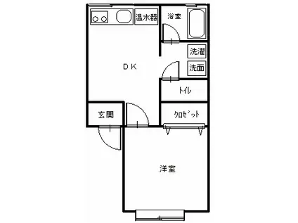 メープルII(1DK/1階)の間取り写真
