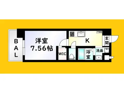 ハイネス徳力(1K/9階)の間取り写真