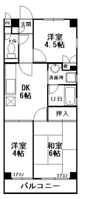 若竹ハイツ(3DK/1階)の間取り写真