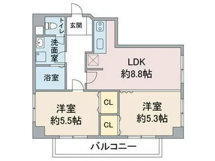 WISTERIA社台L・H(1LDK/3階)の間取り写真