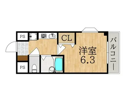 ウエストエンドII(1K/2階)の間取り写真