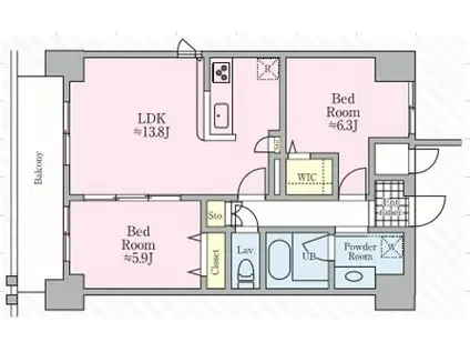 AVORIO ITABASHI(2LDK/8階)の間取り写真