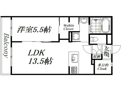 VIEW-CREST住吉(1LDK/3階)の間取り写真