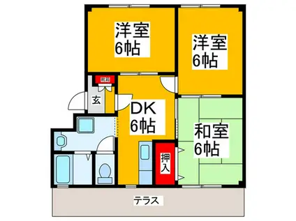 リバーサイド小車 5号棟(3DK/1階)の間取り写真