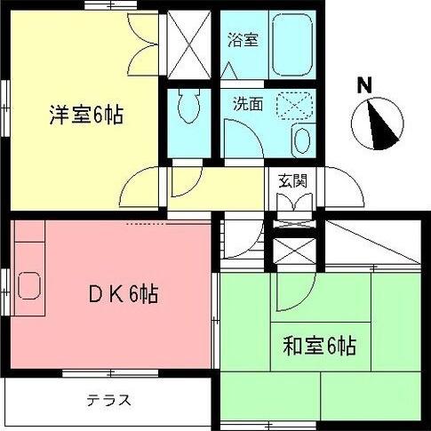 メゾンソフィアC(2DK/1階)の間取り写真