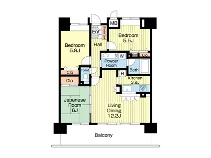 ポレスター小田原(3LDK/2階)の間取り写真