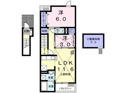 ティンカーベル(2LDK/2階)の間取り写真