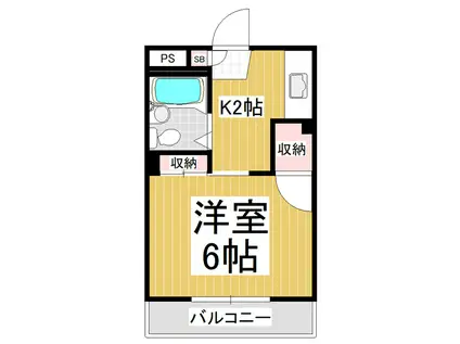 ハイツ田村(1K/2階)の間取り写真