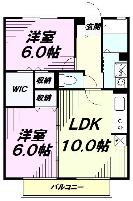 リビングタウン西寺方町(2LDK/2階)の間取り写真