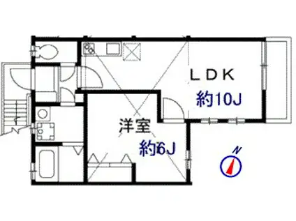 マスコットパレス(1LDK/2階)の間取り写真