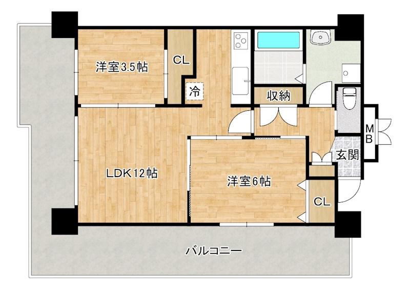 CPタワー(2LDK/5階)の間取り写真
