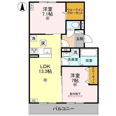 リシェエンファント(2LDK/1階)の間取り写真