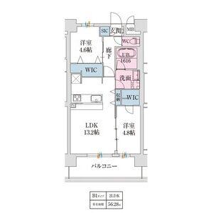 スプランディッド難波VII(2LDK/11階)の間取り写真
