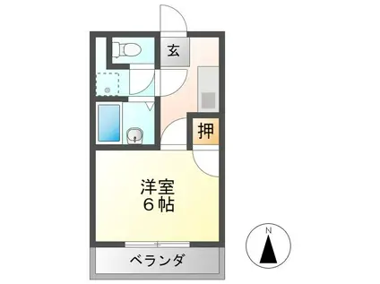 トーゴーハイツ(1K/2階)の間取り写真