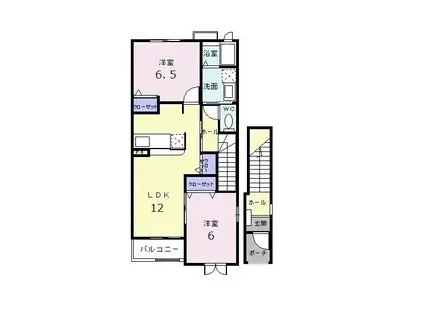 シャルマン弐番館(2LDK/2階)の間取り写真