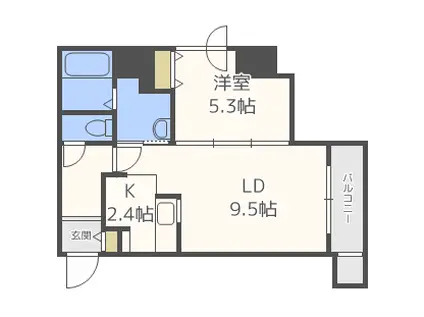 ブランシャール本郷通(1LDK/9階)の間取り写真