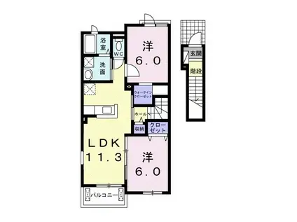 プラシード(2LDK/2階)の間取り写真