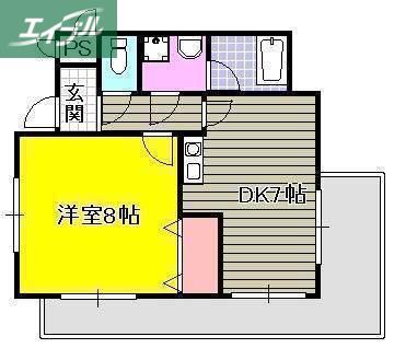 アンブシュール京橋(1DK/8階)の間取り写真
