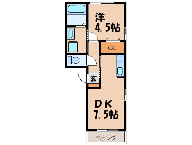 エレガンス靖国(1DK/2階)の間取り写真