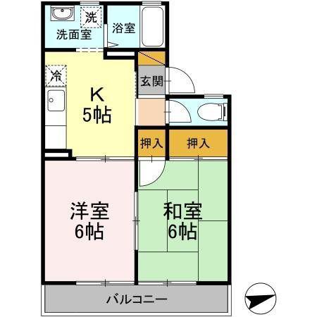 メゾンフェール(2K/1階)の間取り写真