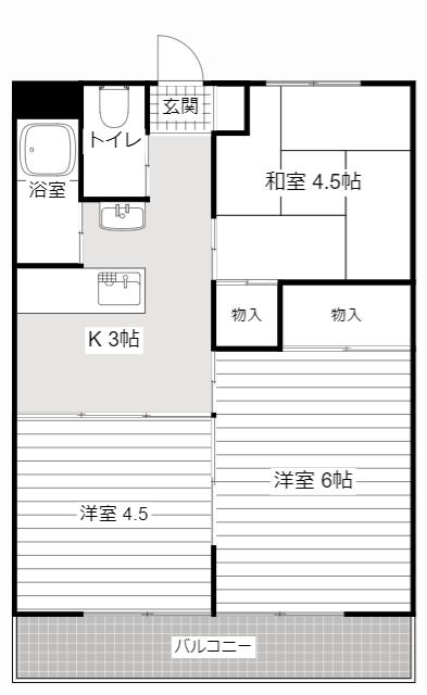 ヴィラはなやしき(3K/2階)の間取り写真
