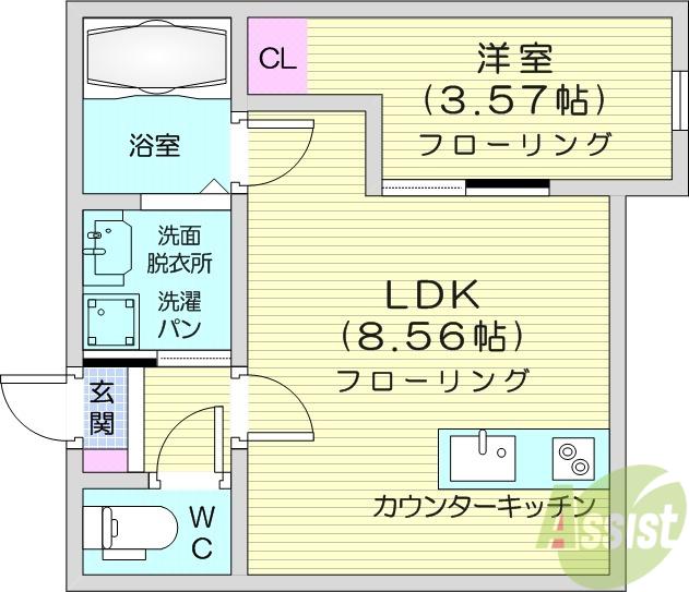 PORT TOWN(1LDK/3階)の間取り写真