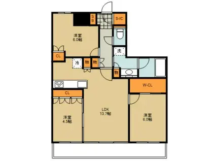 グランドミッドタワーズ大宮フォレストタワ(3LDK/12階)の間取り写真