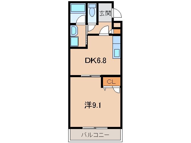 Mトゥルケーゼ(1DK/2階)の間取り写真