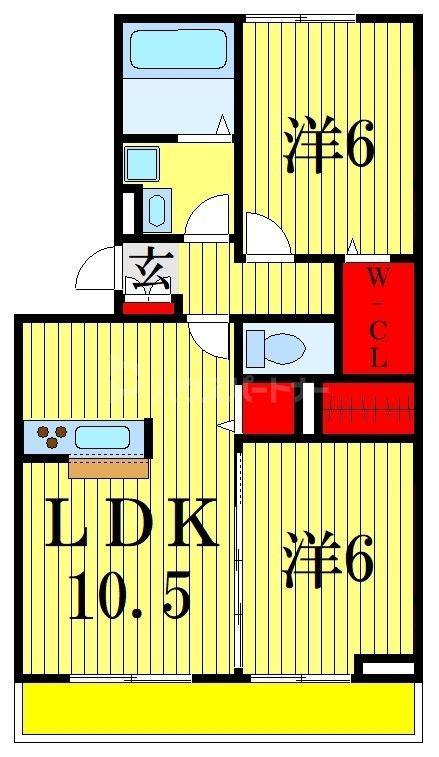 エーデルワイス(2LDK/1階)の間取り写真