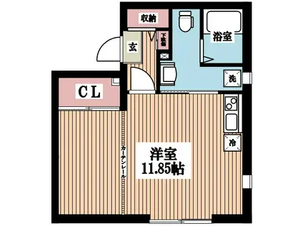 クックランド新宿(ワンルーム/1階)の間取り写真
