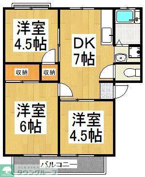 ハイツコマチA(3DK/1階)の間取り写真