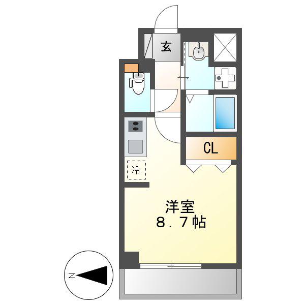 プログレッソ八田(ワンルーム/4階)の間取り写真