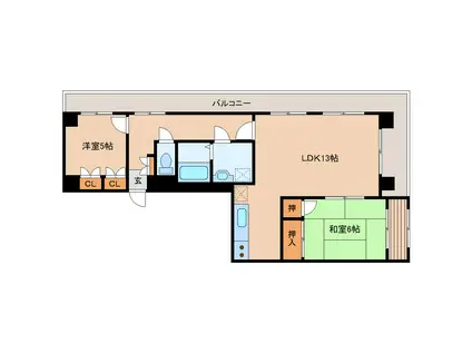 日宝プロシード上杉東(2LDK/4階)の間取り写真