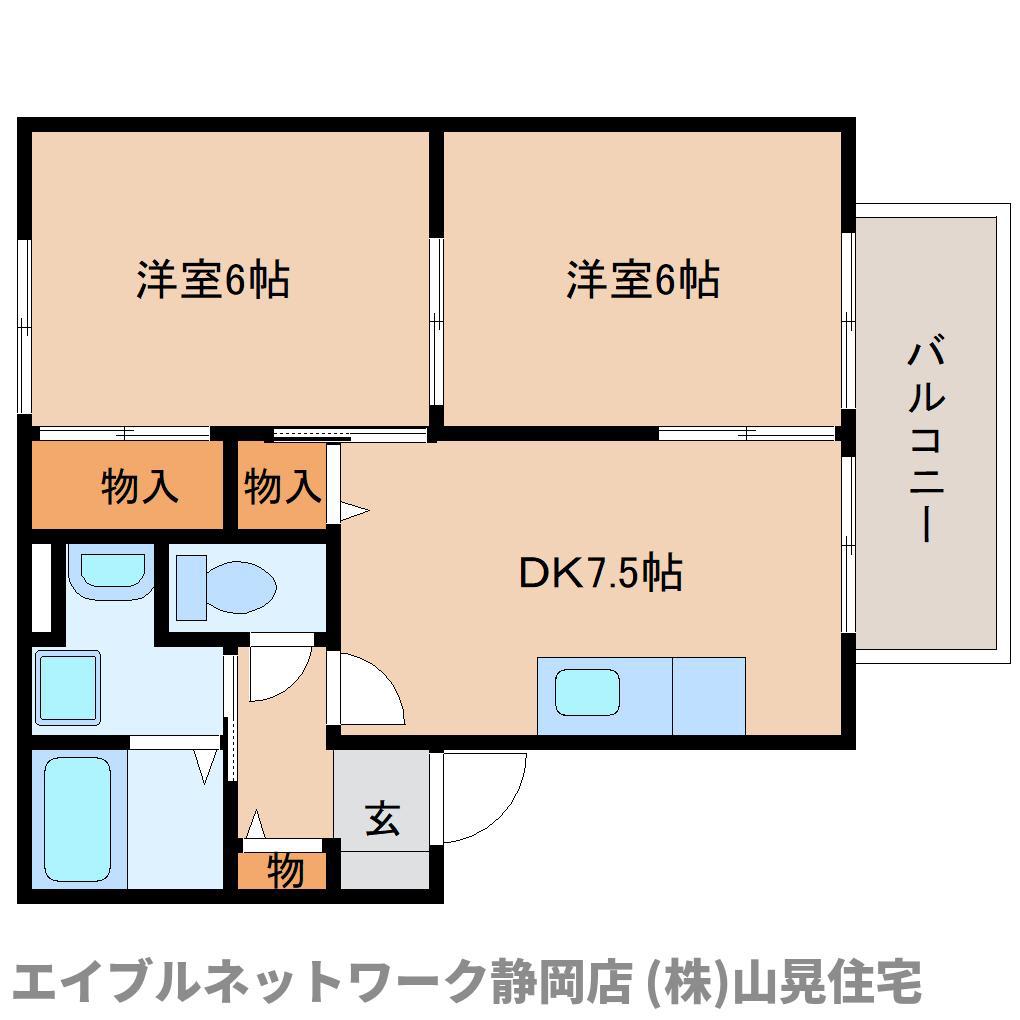 リープハウゼ(2DK/1階)の間取り写真