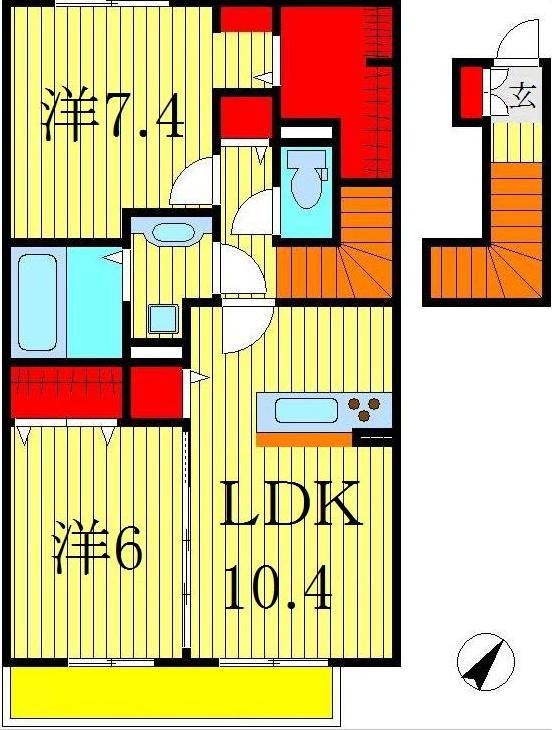 グリシーヌ(2LDK/2階)の間取り写真