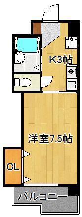 アビタシオン柳町(1K/6階)の間取り写真