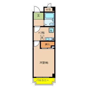 ブライトンヒルズ箕面(1K/2階)の間取り写真