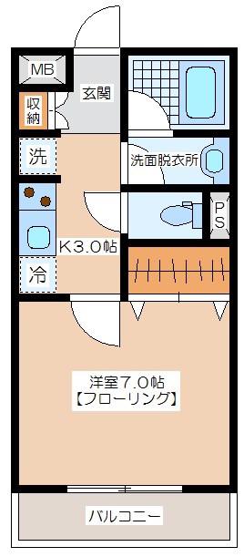 代沢ヒルズ(1K/2階)の間取り写真