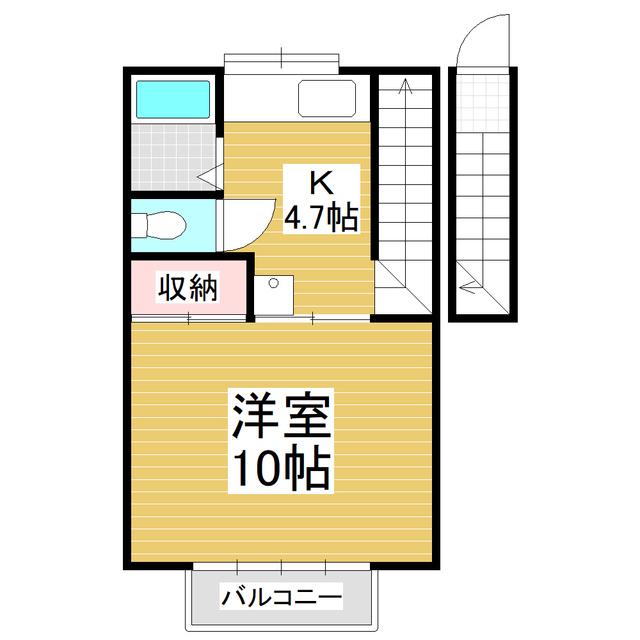 アンサンブル榑木B(1K/2階)の間取り写真