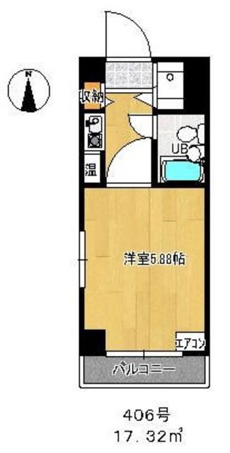 国分寺パークサイド(ワンルーム/4階)の間取り写真